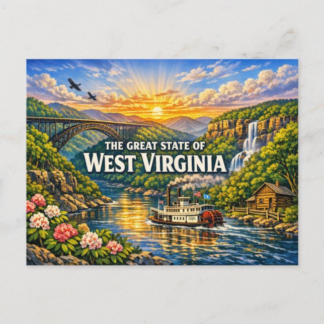 Tarjeta postal de saludos de Virginia Occidental  (Anverso)