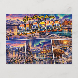 Tarjeta Postal de Saludos Desde Alaska