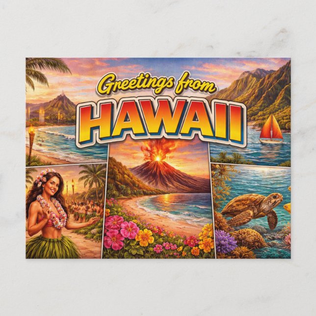 Tarjeta Postal de Saludos desde Hawái (Anverso)