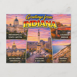 Tarjeta Postal de Saludos desde Indiana