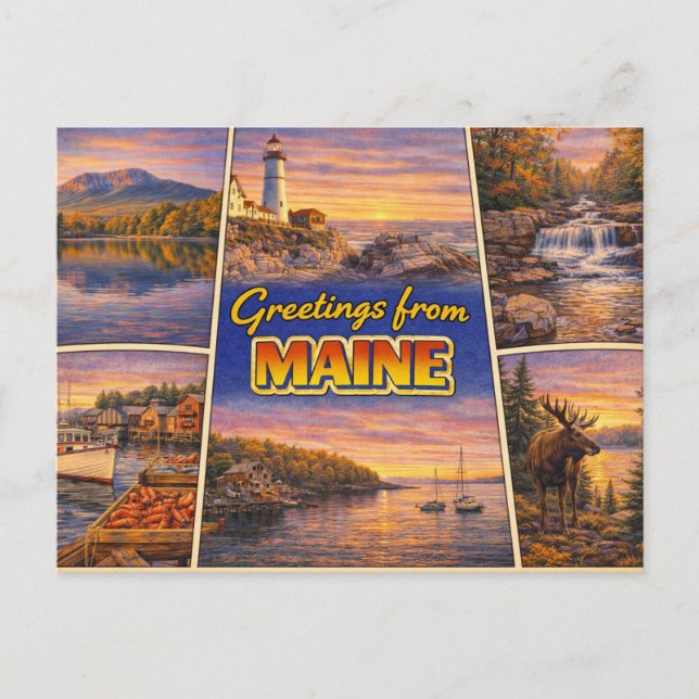 Tarjeta Postal de Saludos desde Maine (Anverso)