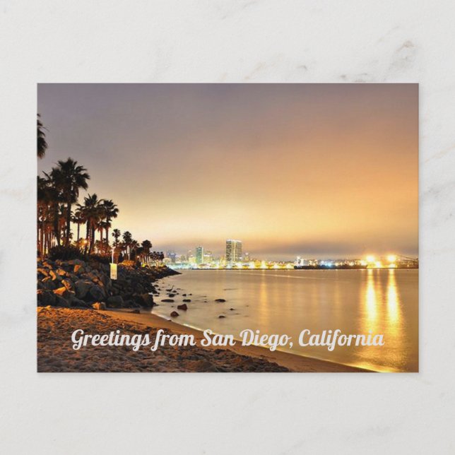 Tarjeta Postal de Saludos Desde San Diego, Califor (Anverso)