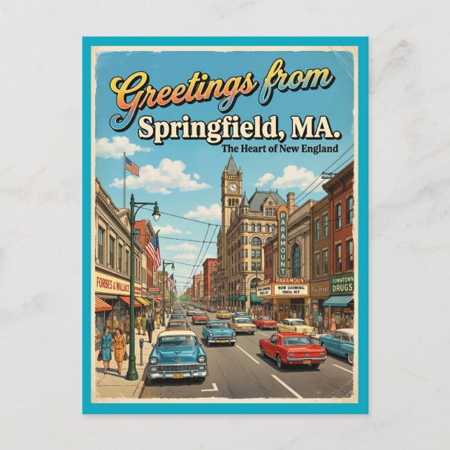 Tarjeta Postal de Saludos Desde Springfield MA, añ (Anverso)