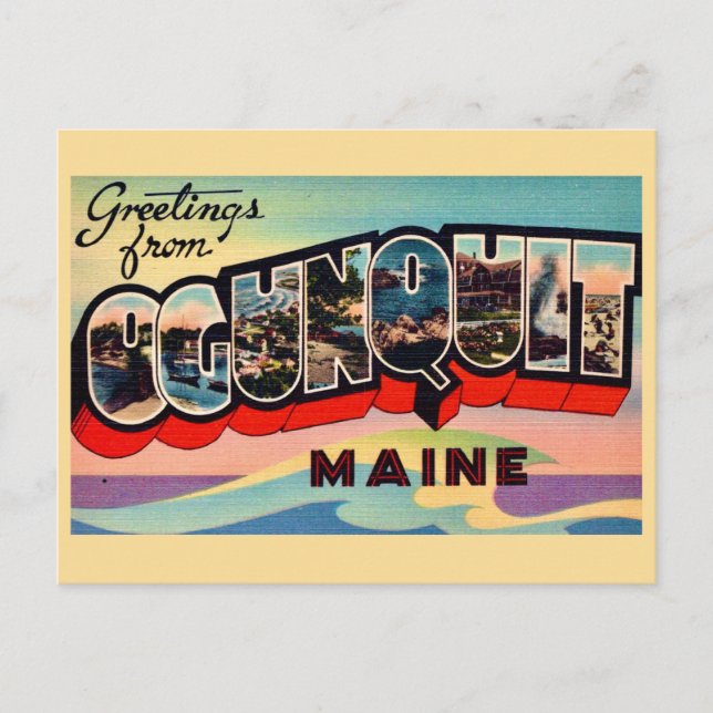 Tarjeta postal de saludos Retro Ogunquit ME (Anverso)