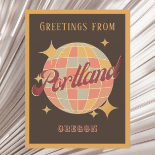Tarjeta postal de saludos retro vintage de Portlan