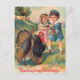 Tarjeta postal de saludos vintage de Acción de Gra