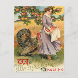 Tarjeta postal de saludos vintage de Acción de Gra