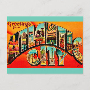 Tarjeta postal de salutaciones retro Atlantic City