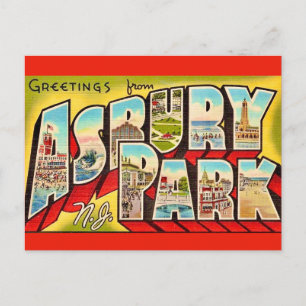 Tarjeta postal de salutaciones vintage Asbury Park