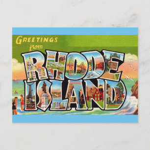 Tarjeta postal de salutaciones vintage de Rhode Is