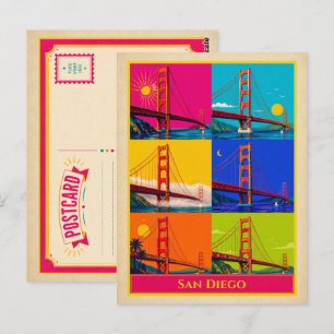 Tarjeta postal de San Diego California Puente Gold