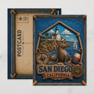 Tarjeta postal de San Diego California Vintage Tra