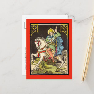 Tarjeta postal de San Jorge a caballo (BS 01)