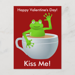 Tarjeta postal de San Valentín Besarme Rana