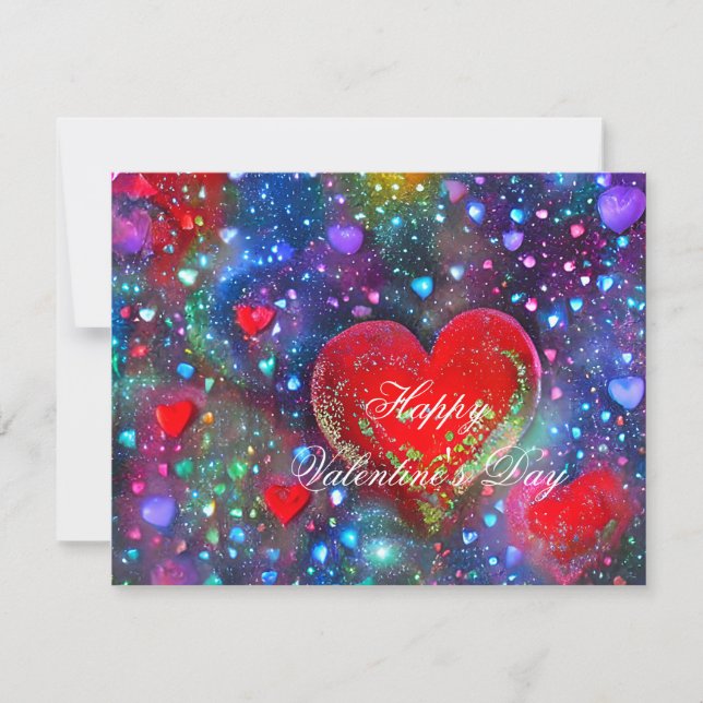 Tarjeta postal de San Valentín de corazones brilla (Anverso)