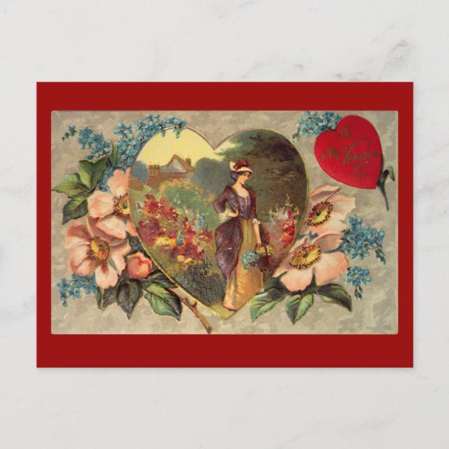 Tarjeta postal de San Valentín de un jardín de flo (Anverso)