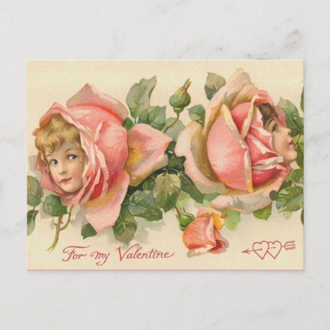 Tarjeta postal de San Valentín rosa de San Valentí (Anverso)