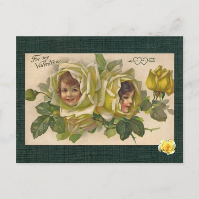 Tarjeta postal de San Valentín victoriana 2 niñas  (Anverso)