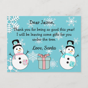 Tarjeta postal de Santa a un niño