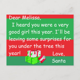 Tarjeta postal de Santa a un niño