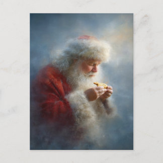 Tarjeta postal de Santa comiendo galletas