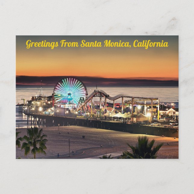 Tarjeta Postal de Santa Mónica, California (Anverso)