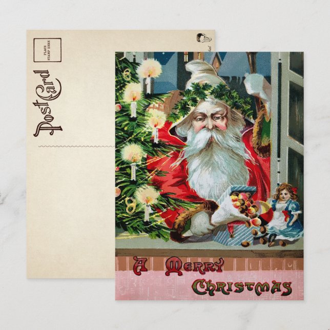 Tarjeta postal de Santa Navidades Grumpy Vintage (Anverso / Reverso)