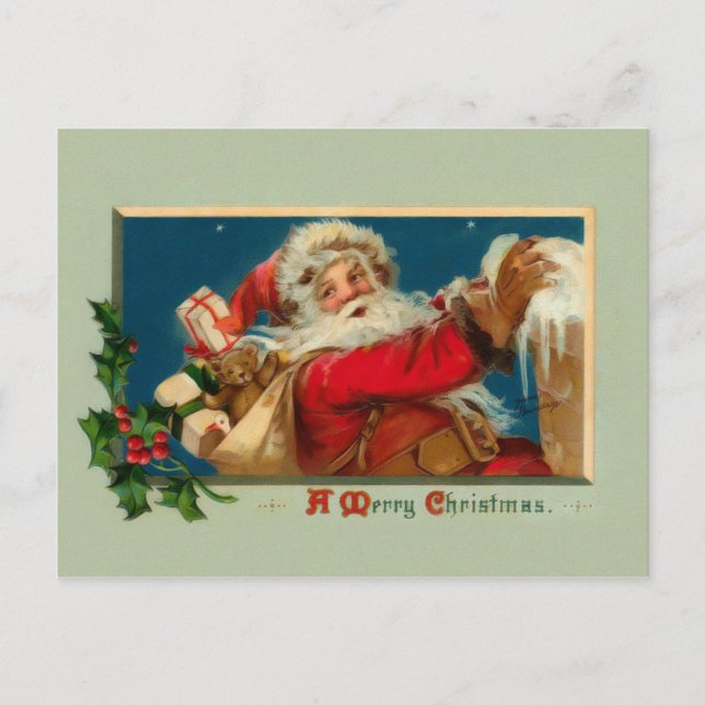 Tarjeta postal de Santa Navidades Vintage (Anverso)