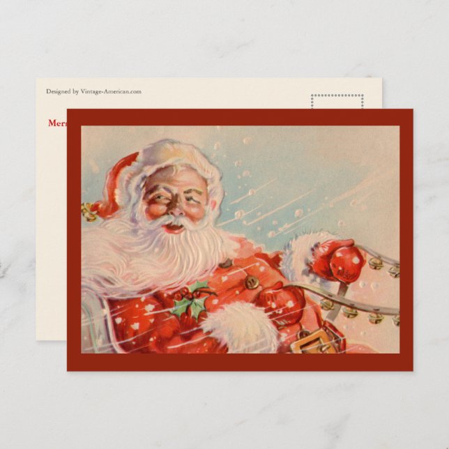 Tarjeta postal de Santas Sleigh Ride (Anverso / Reverso)