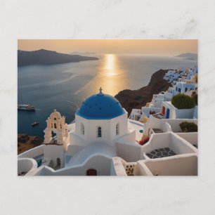 Tarjeta postal de Santorini junto al mar