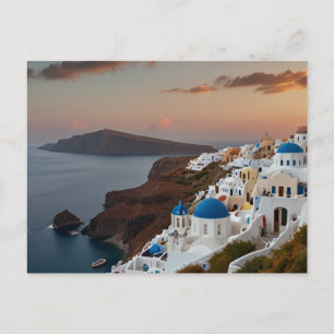 Tarjeta postal de Santorini junto al mar