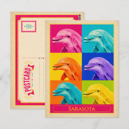 Tarjeta postal de Sarasota Florida delfín arte pop