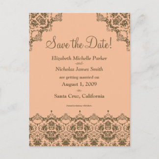 Tarjeta postal de "Save the Date" con encaje naran