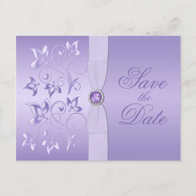 Tarjeta postal de 'Save the Date' con flores de la (Anverso)