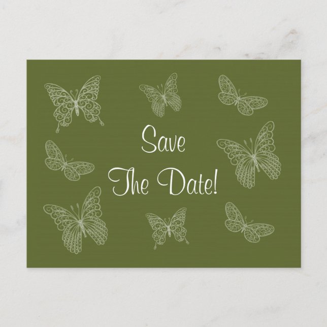 Tarjeta postal de Save the Date de Mariposa de Fil (Anverso)