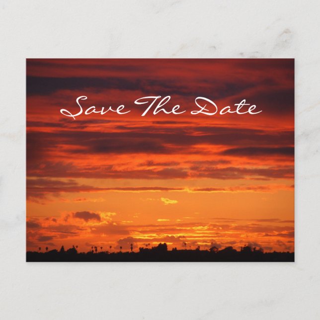 Tarjeta postal de "Save The Date" de puesta de sol (Anverso)