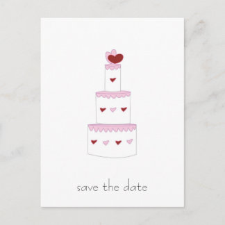 Tarjeta postal de "Save the Date" para pastel de b