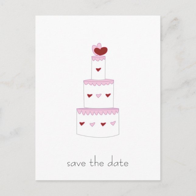 Tarjeta postal de "Save the Date" para pastel de b (Anverso)
