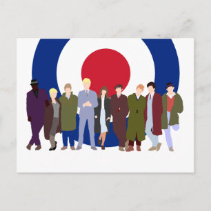 Tarjeta postal de scooterista con objetivo mod