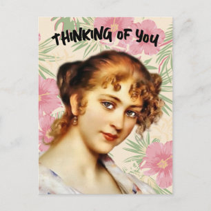 TARJETA POSTAL DE SEÑORA VICTORIANA QUE PIENSA EN