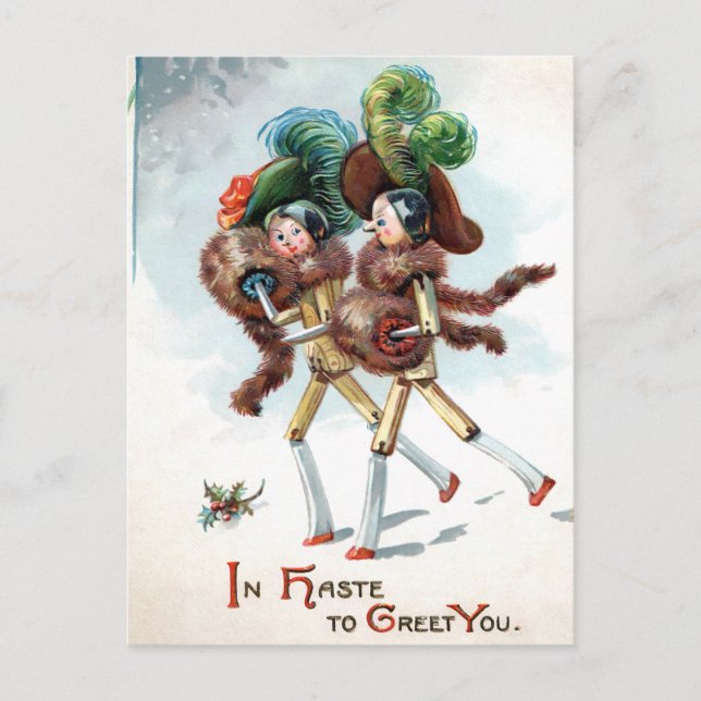 Tarjeta postal de señoras de muñecas de madera vic (Anverso)