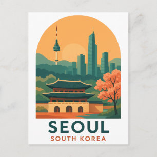 Tarjeta postal de Seúl Corea del Sur – Arte de via