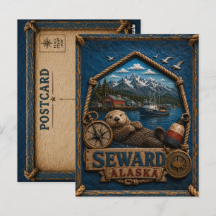 Tarjeta Postal de Seward Alaska Viajes Antiguos