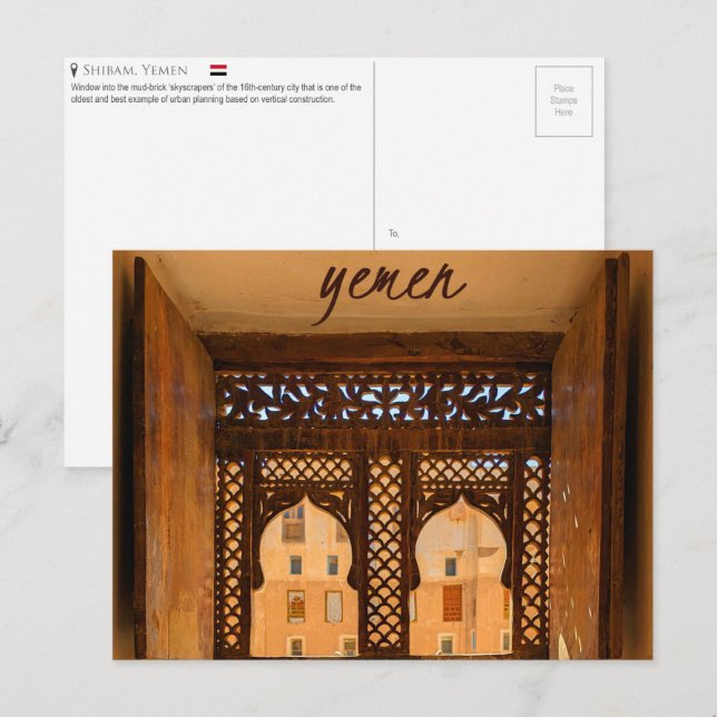 Tarjeta postal de Shibam, Yemen (Anverso / Reverso)