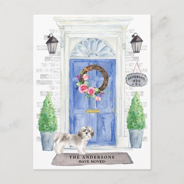 Tarjeta postal de Shih tzu Moving Invitación (Anverso)