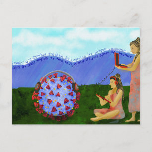 Tarjeta postal de signo solar Géminis contra el vi