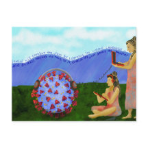 Tarjeta postal de signo solar Géminis contra el vi