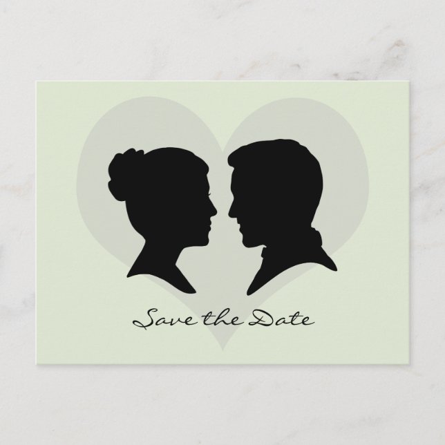 Tarjeta postal de silueta de boda Save the Date (Anverso)