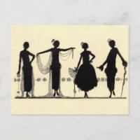 Tarjeta postal de silueta de moda de los años 20