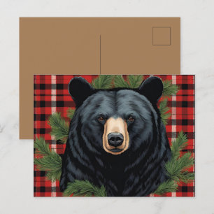 Tarjeta postal de silueta de oso negro